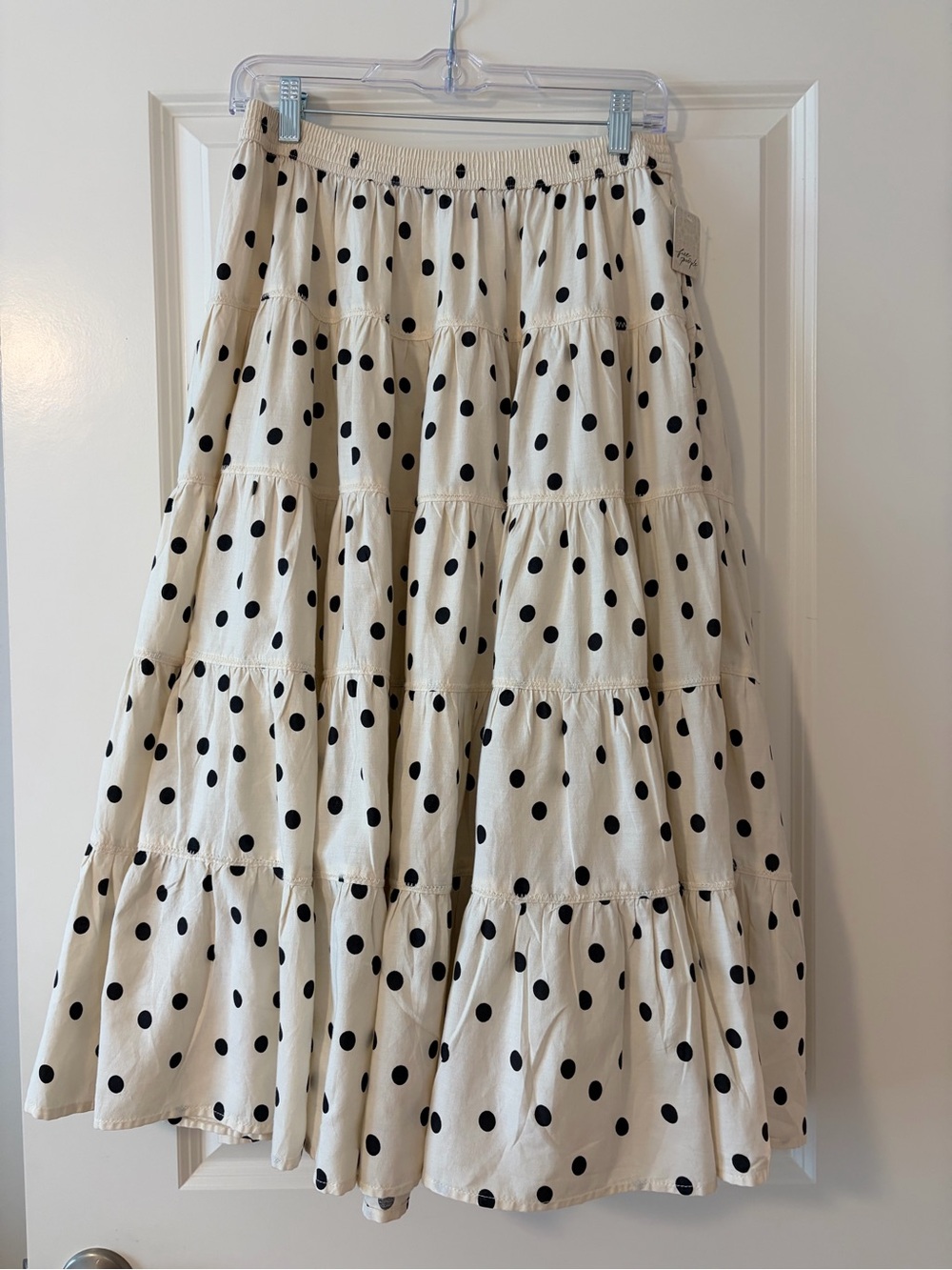 Free People Full Swing Printed Dots Tiered Midi Skirt